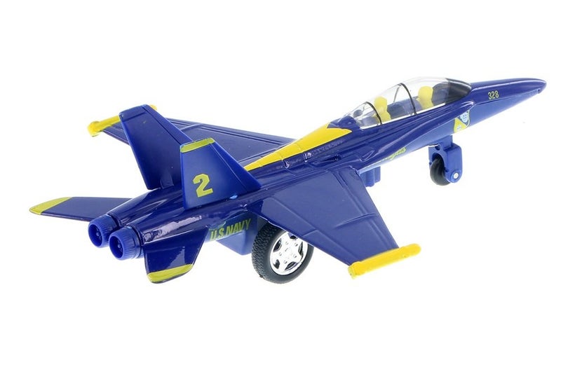 Playmaker Toys ðŸ›¦ United States Navy Blue Angels F/A-18 Super Hornet Fighter Jet 9 Inch Die Cast Metal Model Toy with Pullback Action - Image 2